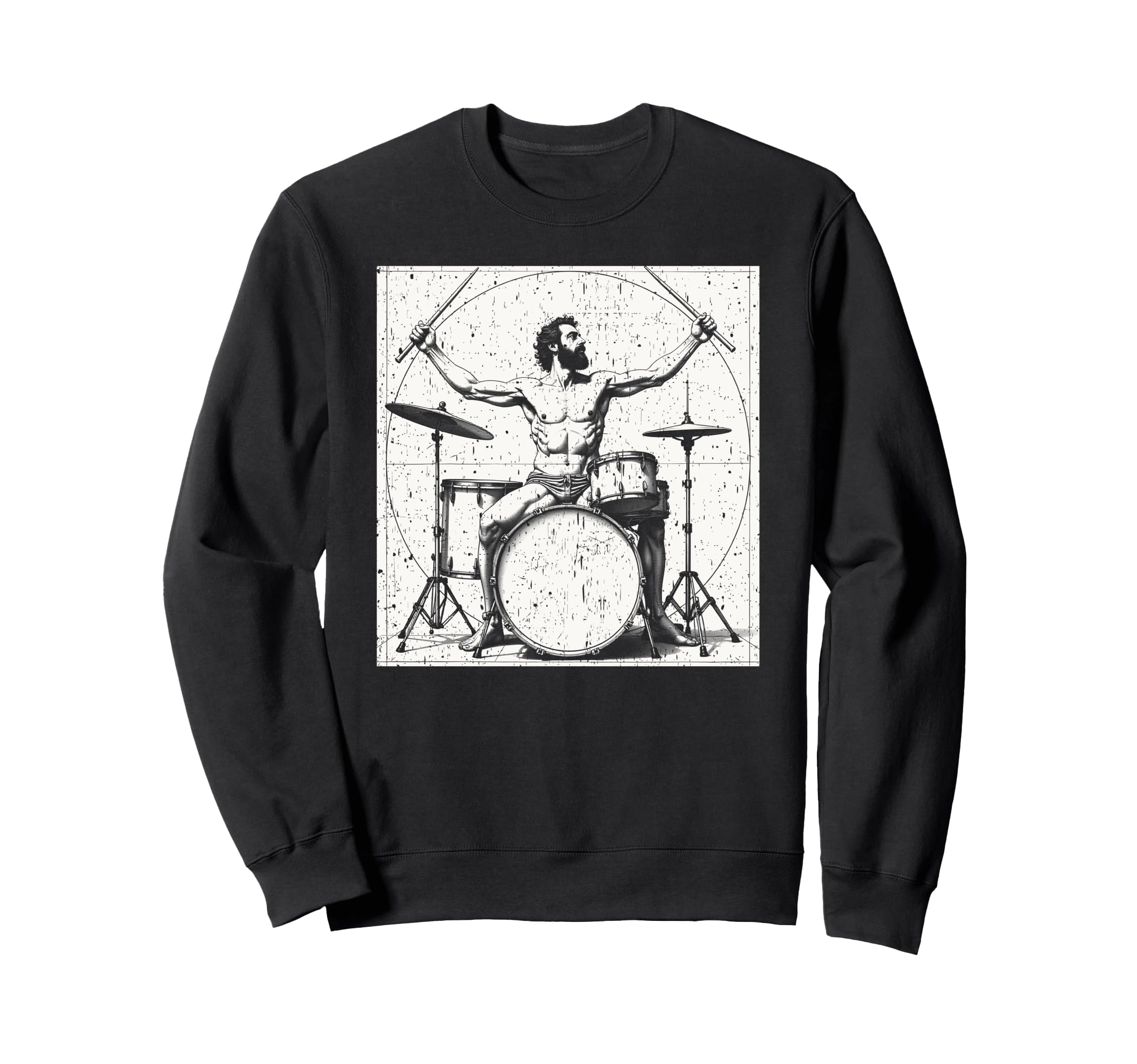 Drummer Da Vinci Drums Drawing Sweatshirt - Streetwear Style for Adults - T-Shirt, Sweatshirt, Hoodie
