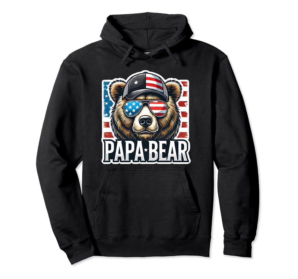 Papa Bear Funny Fathers Day Usa Hoodie - Unique Graphic for Adults - T-Shirt, Sweatshirt, Hoodie