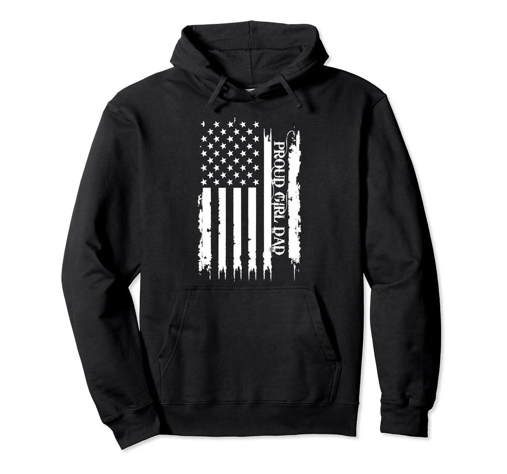 Proud Dad United States Distressed W Us Flag Hoodie - Unique Graphic Unisex - T-Shirt, Sweatshirt, Hoodie