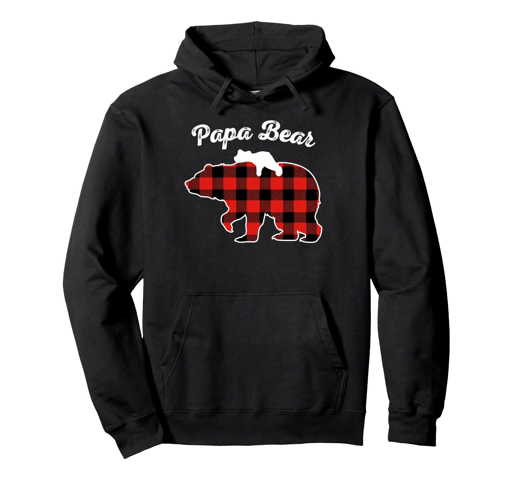 Papa Bear Flannel Red Plaid Pajama Family Hoodie - Unique Graphic Unisex - T-Shirt, Sweatshirt, Hoodie