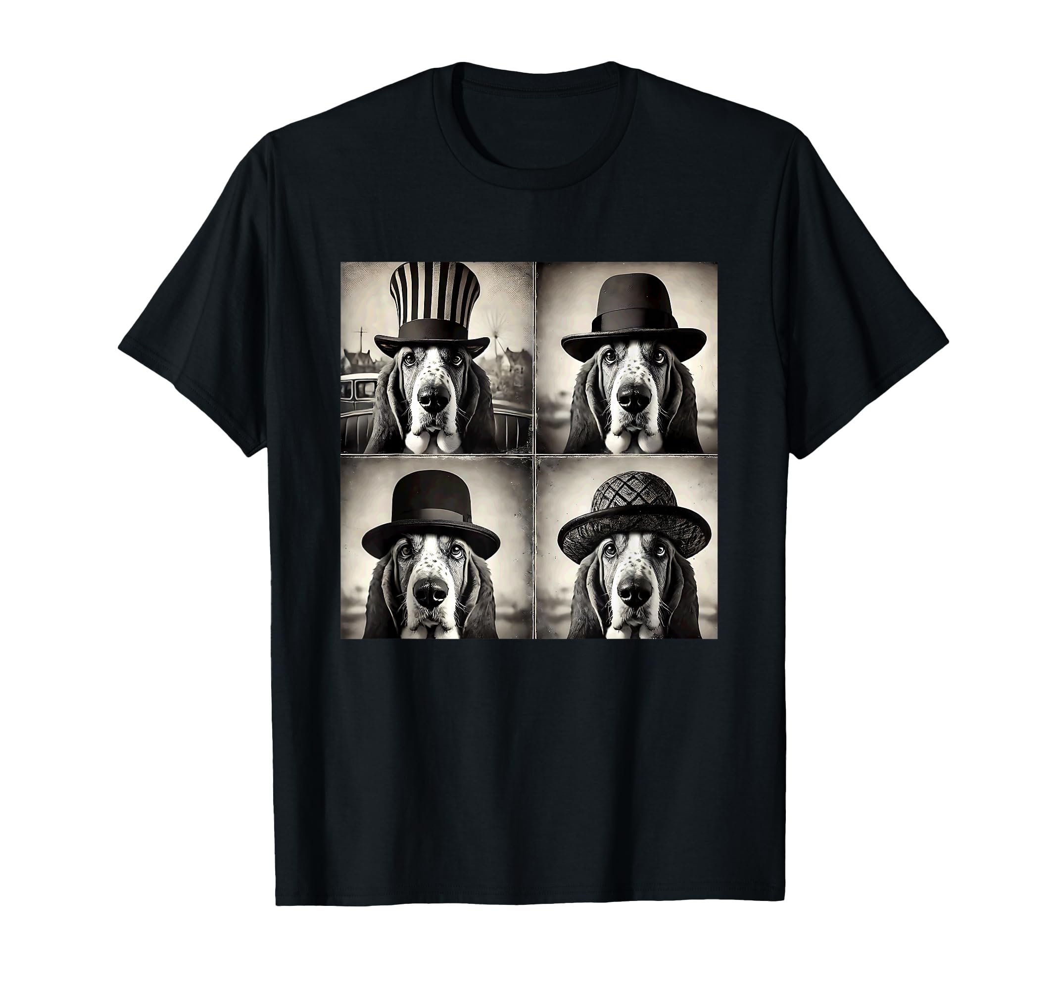 Basset Hound Weird Hat And Funny Art T-Shirt - Novelty Apparel Men Women - T-Shirt, Sweatshirt, Hoodie