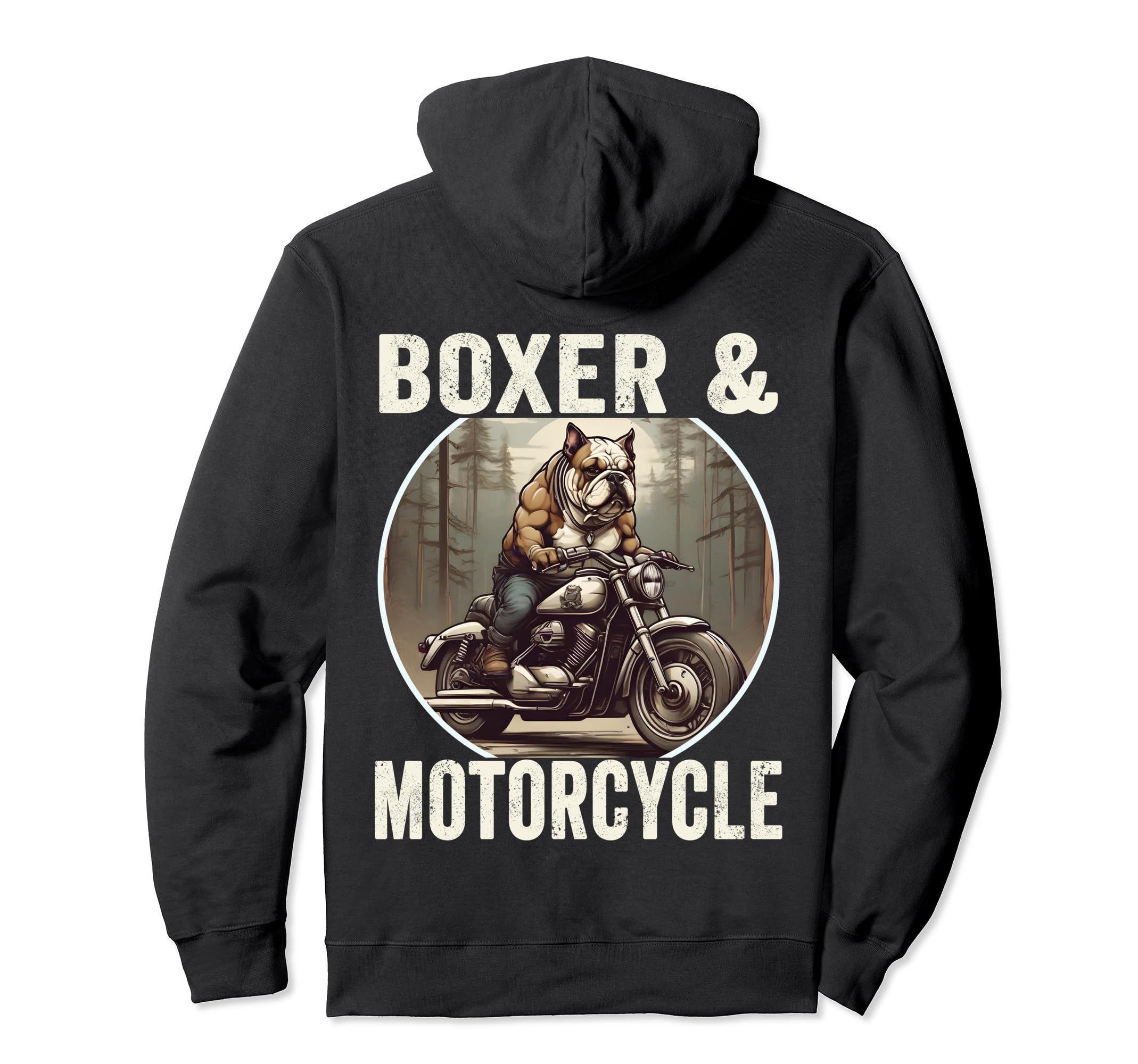 Boxer And Motorcycle Dog Lovers Hoodie - Casual Everyday Wear Men Women - T-Shirt, Sweatshirt, Hoodie