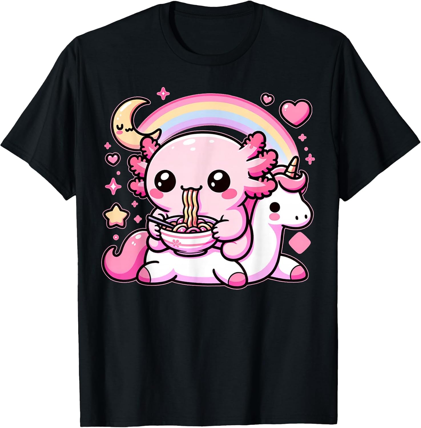 Anime Kawaii Axolotl Eating Ramen Noodles Kids Teen - Adult & Kids T-Shirts, Sweatshirts & Hoodies apparel design preview 1