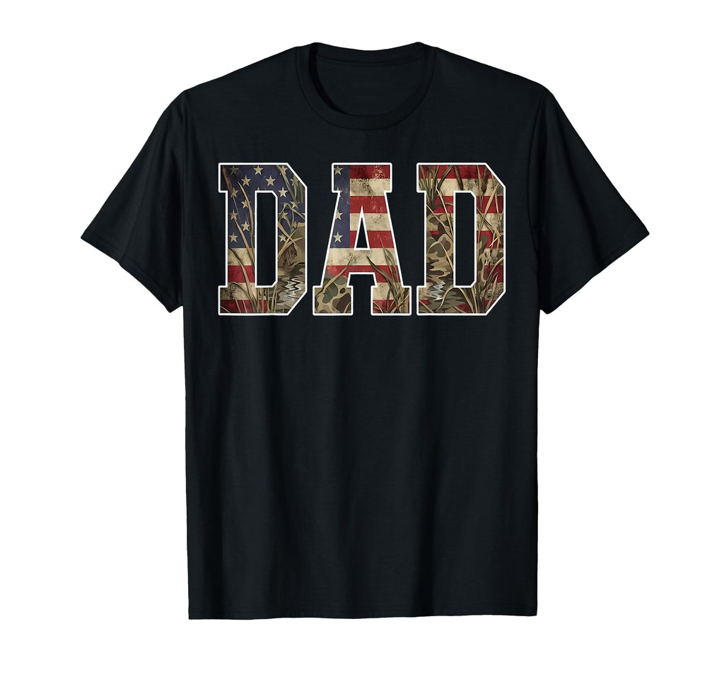 Camo American Flag Dad Hunting Season T-Shirt - Novelty Apparel Men Women - T-Shirt, Sweatshirt, Hoodie