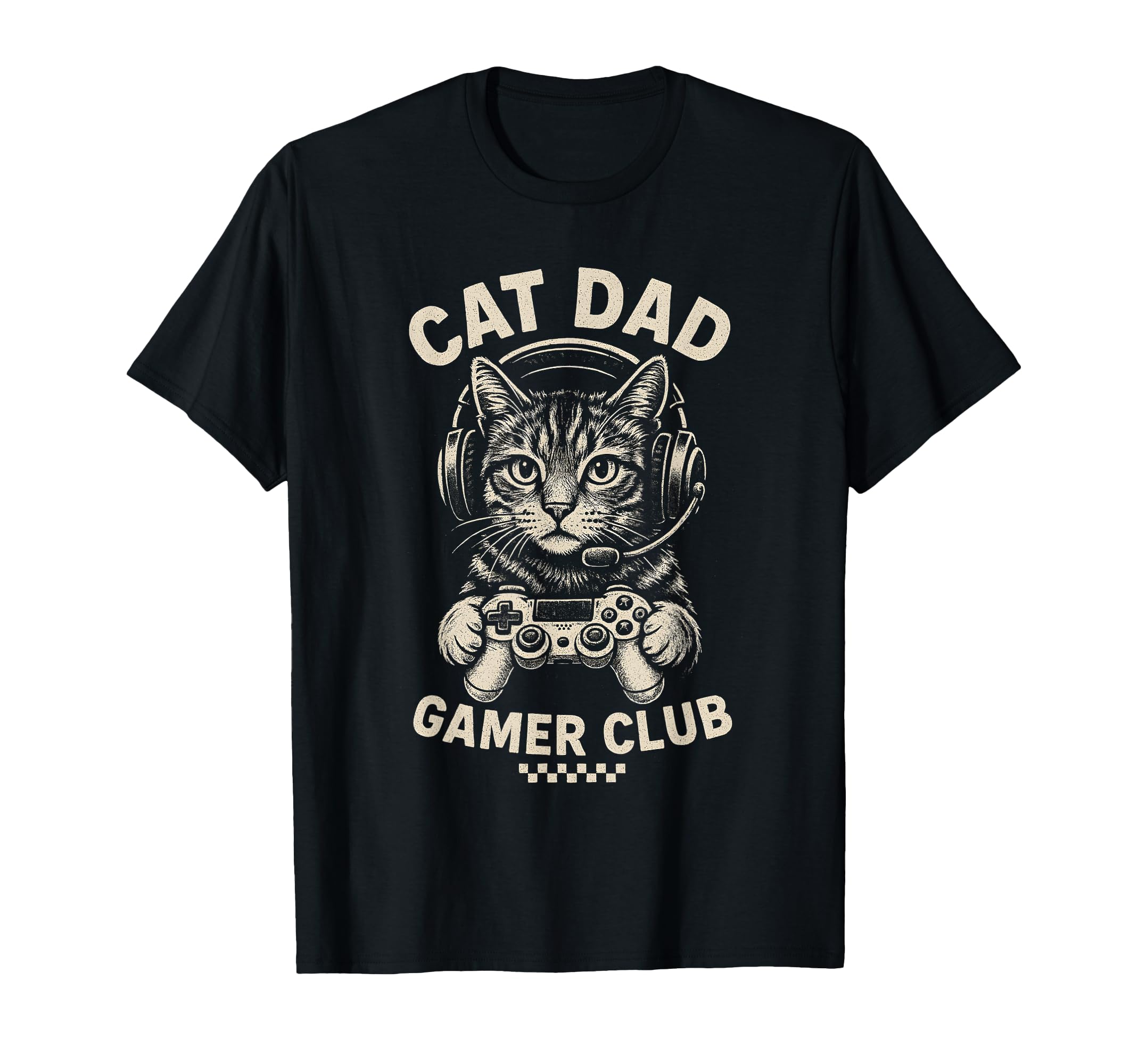 Cat Dad Gamer Club Video Games Gaming Cat T-Shirt - Unique Graphic Unisex - T-Shirt, Sweatshirt, Hoodie