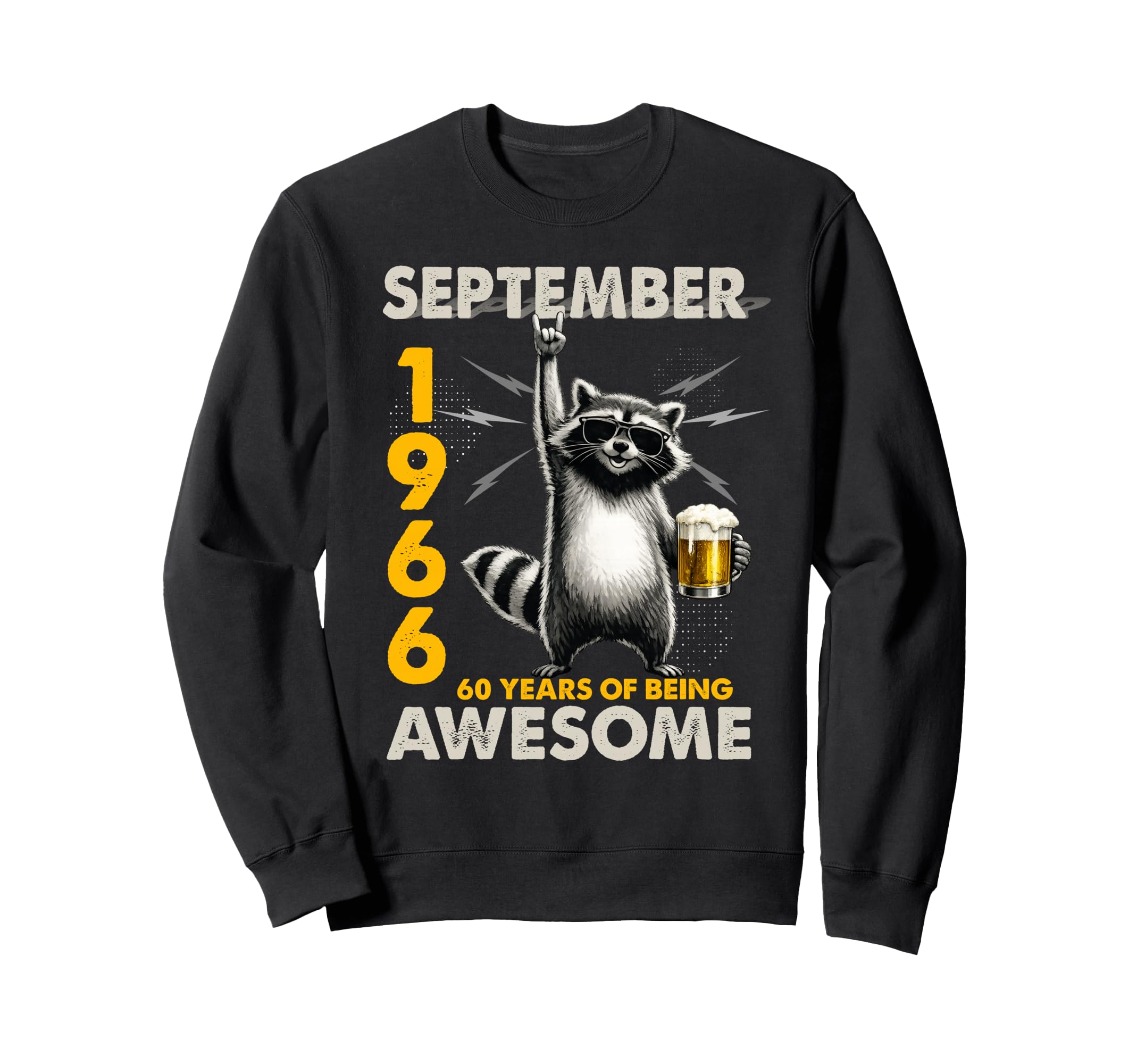 60Th Birthday Raccoon September 1966 Sweatshirt - Graphic Print Men Women - T-Shirt, Sweatshirt, Hoodie