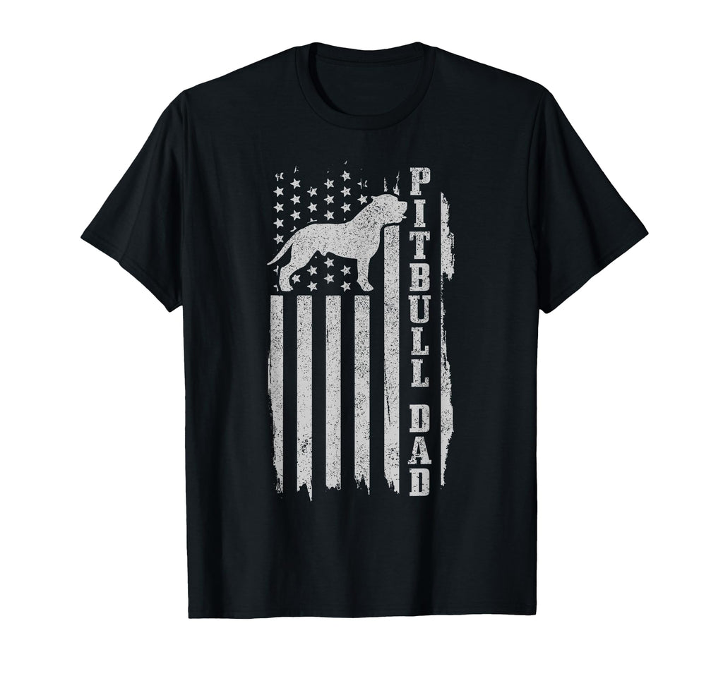 Pitbull Dad American Flag Patriotic T-Shirt - Graphic Print for Adults - T-Shirt, Sweatshirt, Hoodie