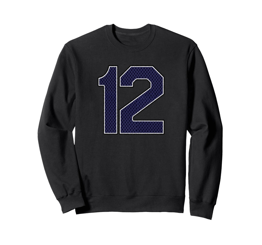 Navy Number 12 Athlete Sports Sweatshirt - Fun Novelty Design for Adults - T-Shirt, Sweatshirt, Hoodie