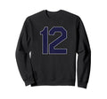 Navy Number 12 Athlete Sports Sweatshirt - Fun Novelty Design for Adults - T-Shirt, Sweatshirt, Hoodie