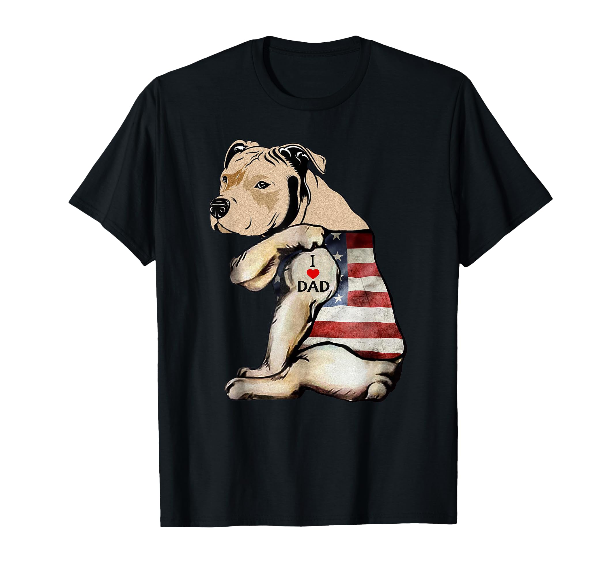 Pitbull I Love Dad Tattoo Fathers Day T-Shirt - Minimalist Print Unisex - T-Shirt, Sweatshirt, Hoodie