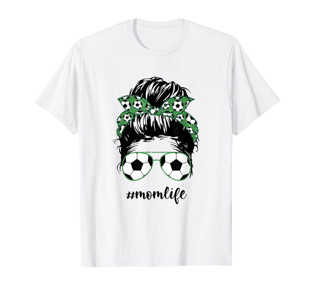 Mom Life Soccer Mom Messy Bun Football T-Shirt - Graphic Print for Adults - T-Shirt, Sweatshirt, Hoodie