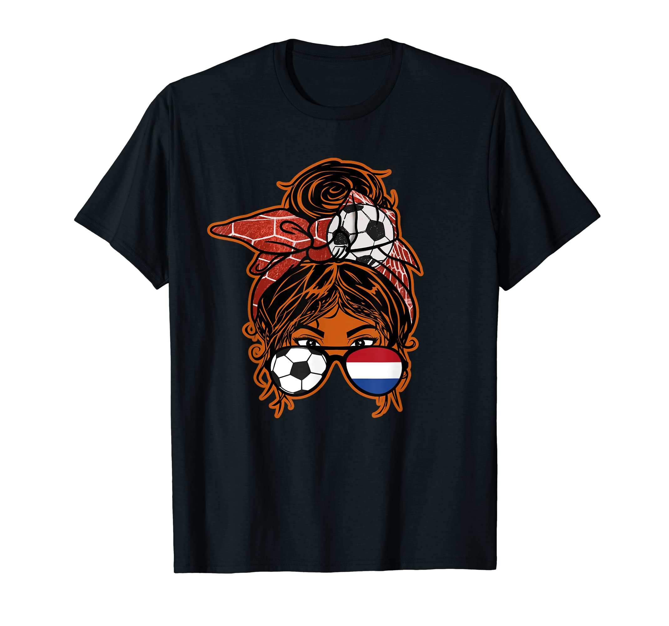 Messy Bun Hair Brown Skin Soccer T-Shirt - Unique Graphic Unisex - T-Shirt, Sweatshirt, Hoodie