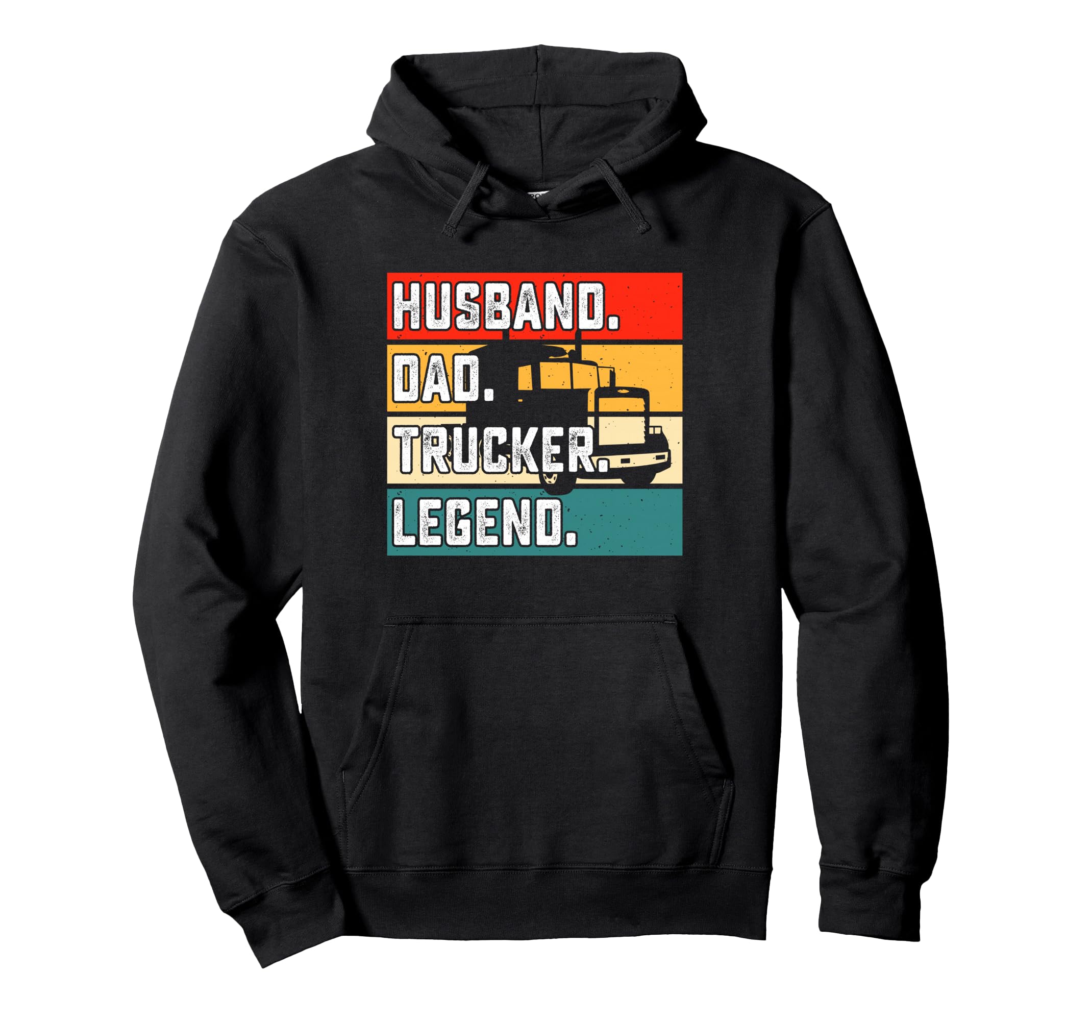 Husband Dad Trucker Legend Hoodie - Trendy Graphic for Adults - T-Shirt, Sweatshirt, Hoodie