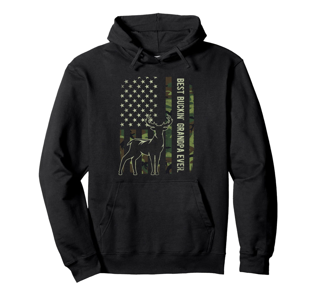 Best Buckin Grandpa Ever Camo American Hoodie - Minimalist Print Unisex - T-Shirt, Sweatshirt, Hoodie