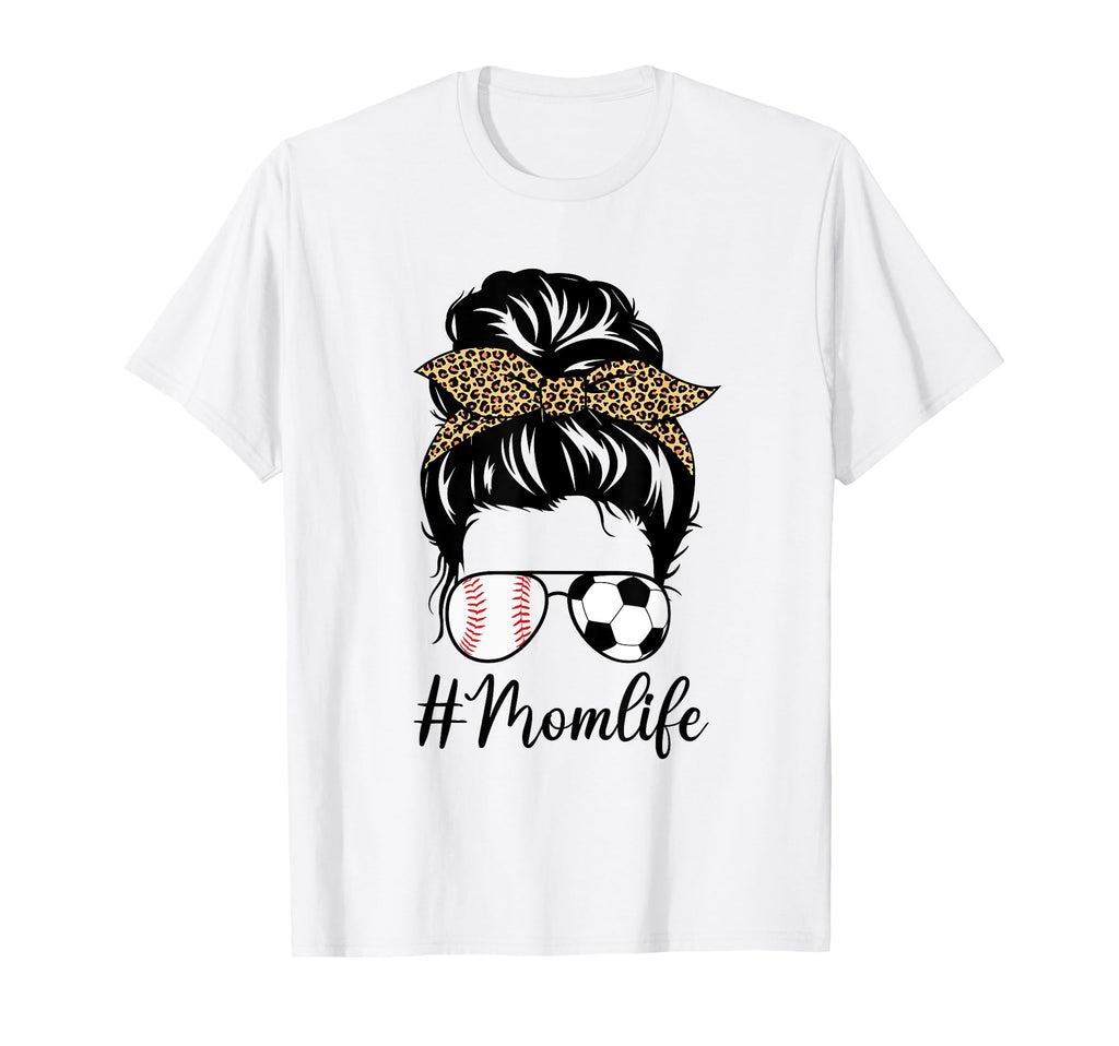 Soccer And Baseball Mom Messy Bun T-Shirt - Aesthetic Graphic for Adults - T-Shirt, Sweatshirt, Hoodie