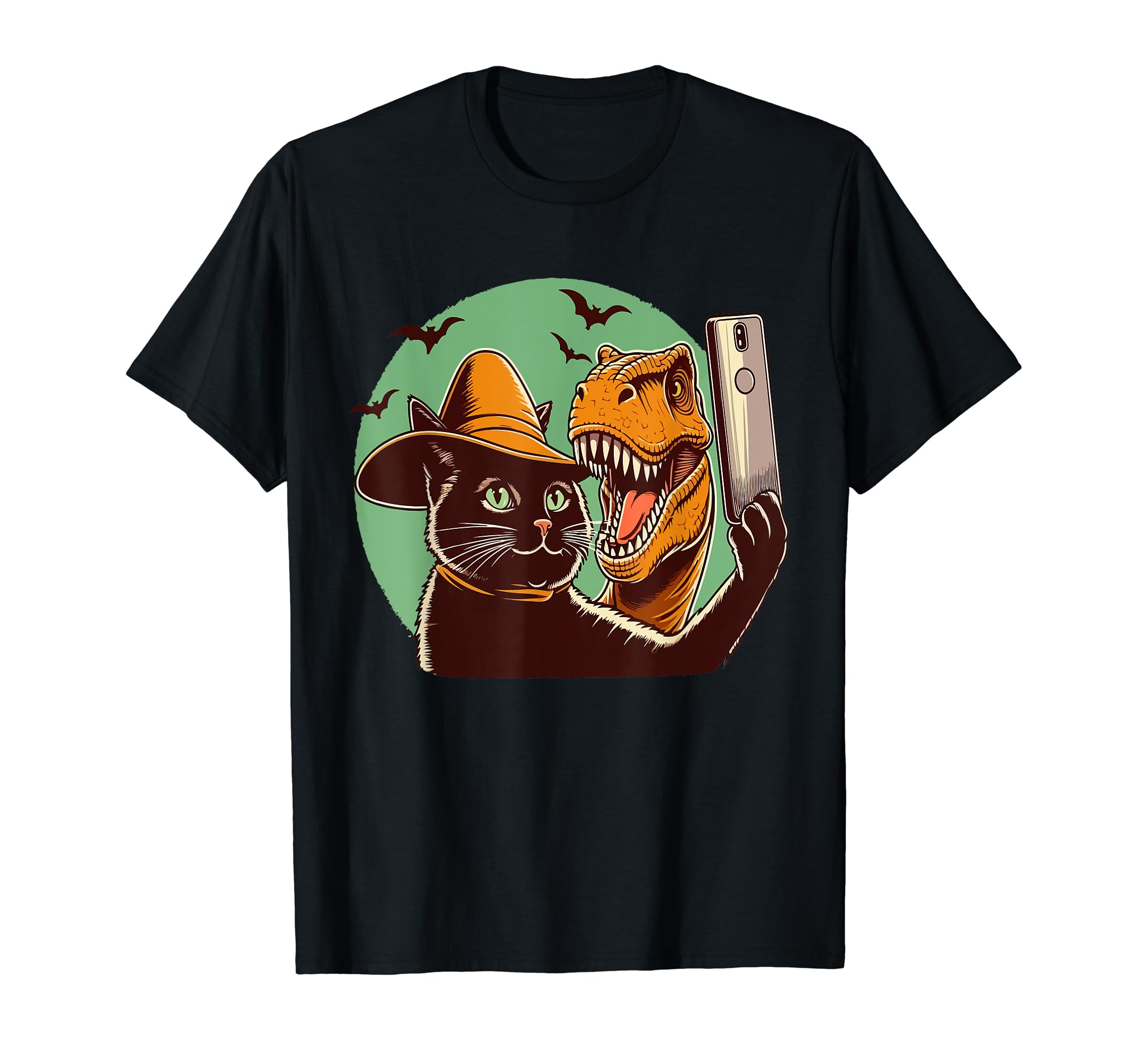Cat Selfie Dinosaur Funny Cat Cowboy T-Shirt - Unique Graphic for Adults - T-Shirt, Sweatshirt, Hoodie