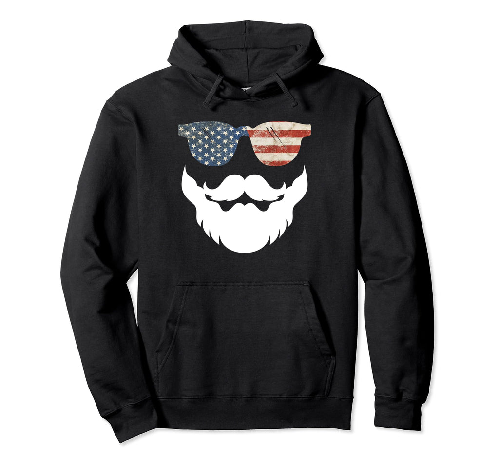 Bearded Usa Flag Sunglasses Dad Grandpa Hoodie - Minimalist Print Men Women - T-Shirt, Sweatshirt, Hoodie