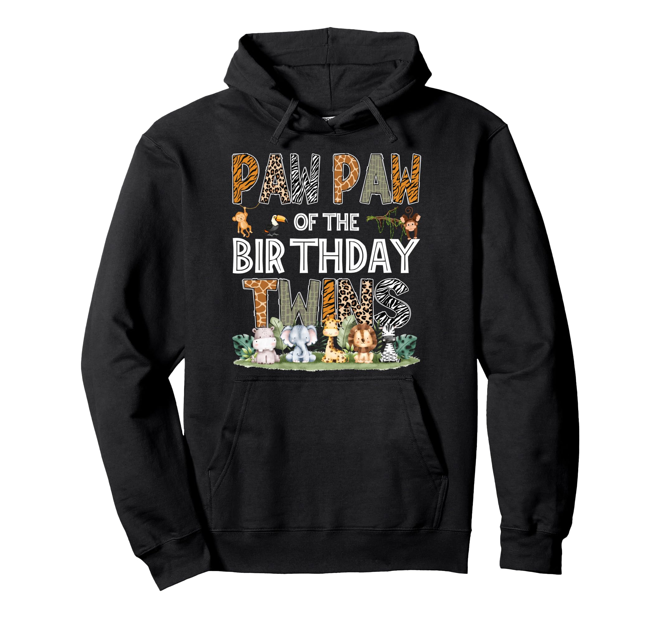 Paw Paw Birthday Twins Safari Wild One Hoodie - Graphic Print for Adults - T-Shirt, Sweatshirt, Hoodie