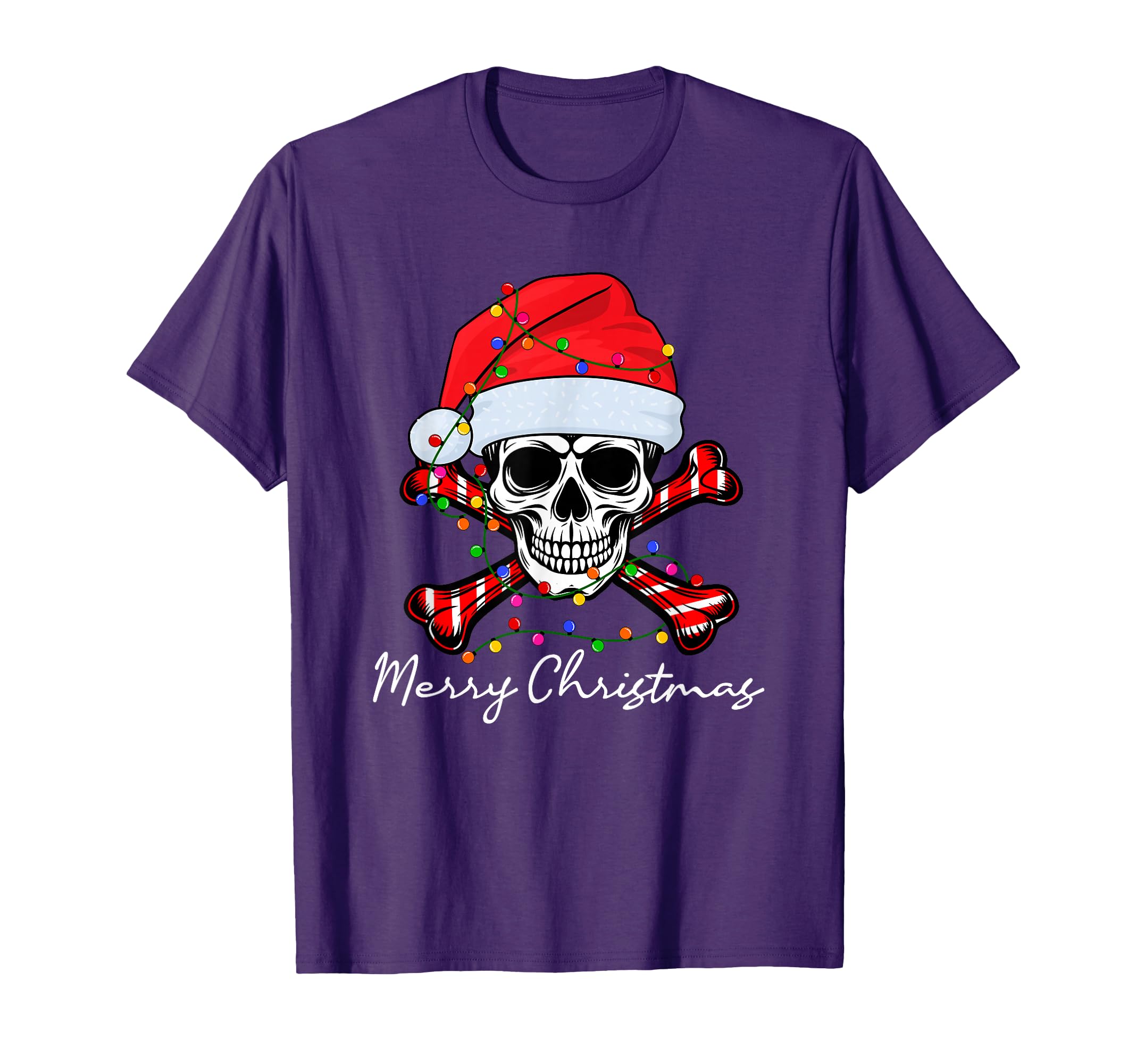 Funny Skull Skeleton Santa Hat Lights T-Shirt - Trendy Graphic Men Women - T-Shirt, Sweatshirt, Hoodie