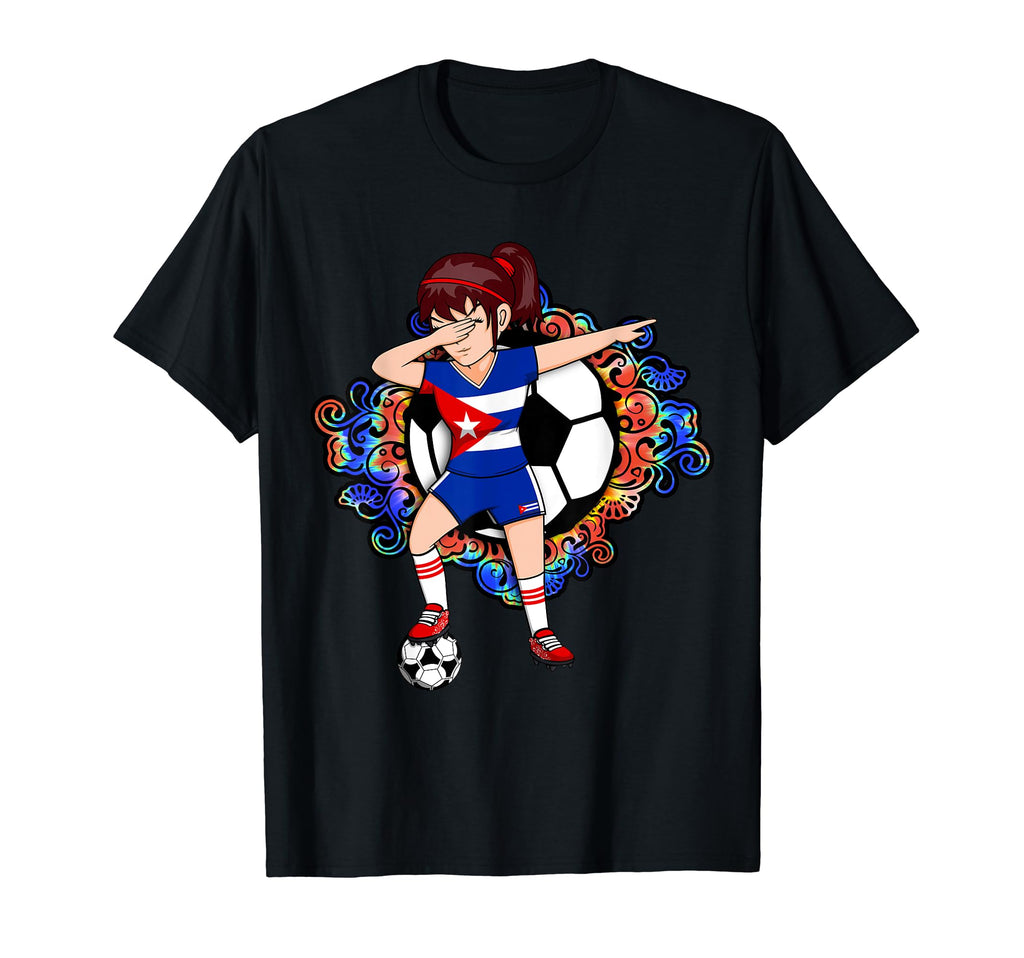 Dabbing Soccer Cuba Fans Jersey Floral T-Shirt - Unique Graphic Men Women - T-Shirt, Sweatshirt, Hoodie
