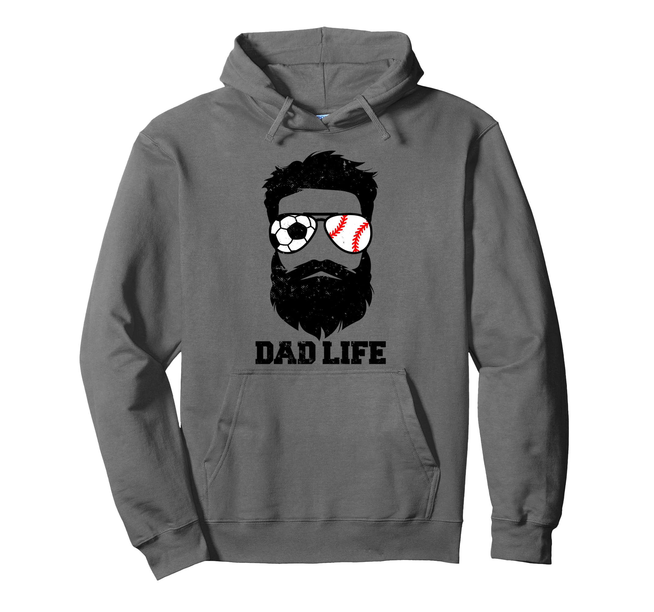 Soccer Baseball Dad Messy Hair Beard Hoodie - Custom Art Print Men Women - T-Shirt, Sweatshirt, Hoodie