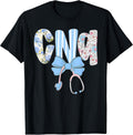 Coquette CNA Nurse Blue Floral Stethoscope Bow Cute - Adult & Kids T-Shirts, Sweatshirts & Hoodies apparel design preview 1