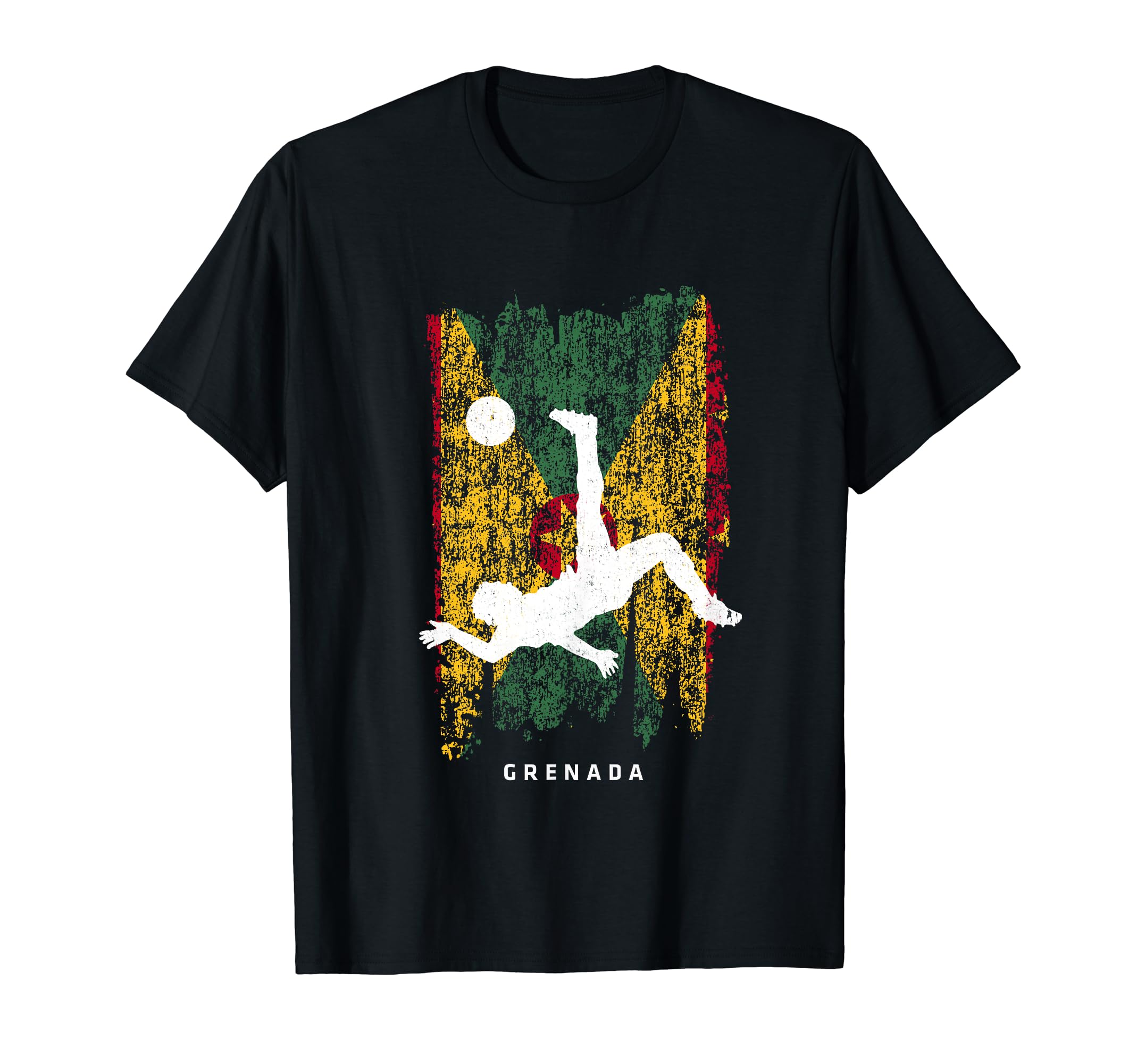 Grenada Flag Soccer Player Silhouette T-Shirt - Novelty Apparel for Adults - T-Shirt, Sweatshirt, Hoodie