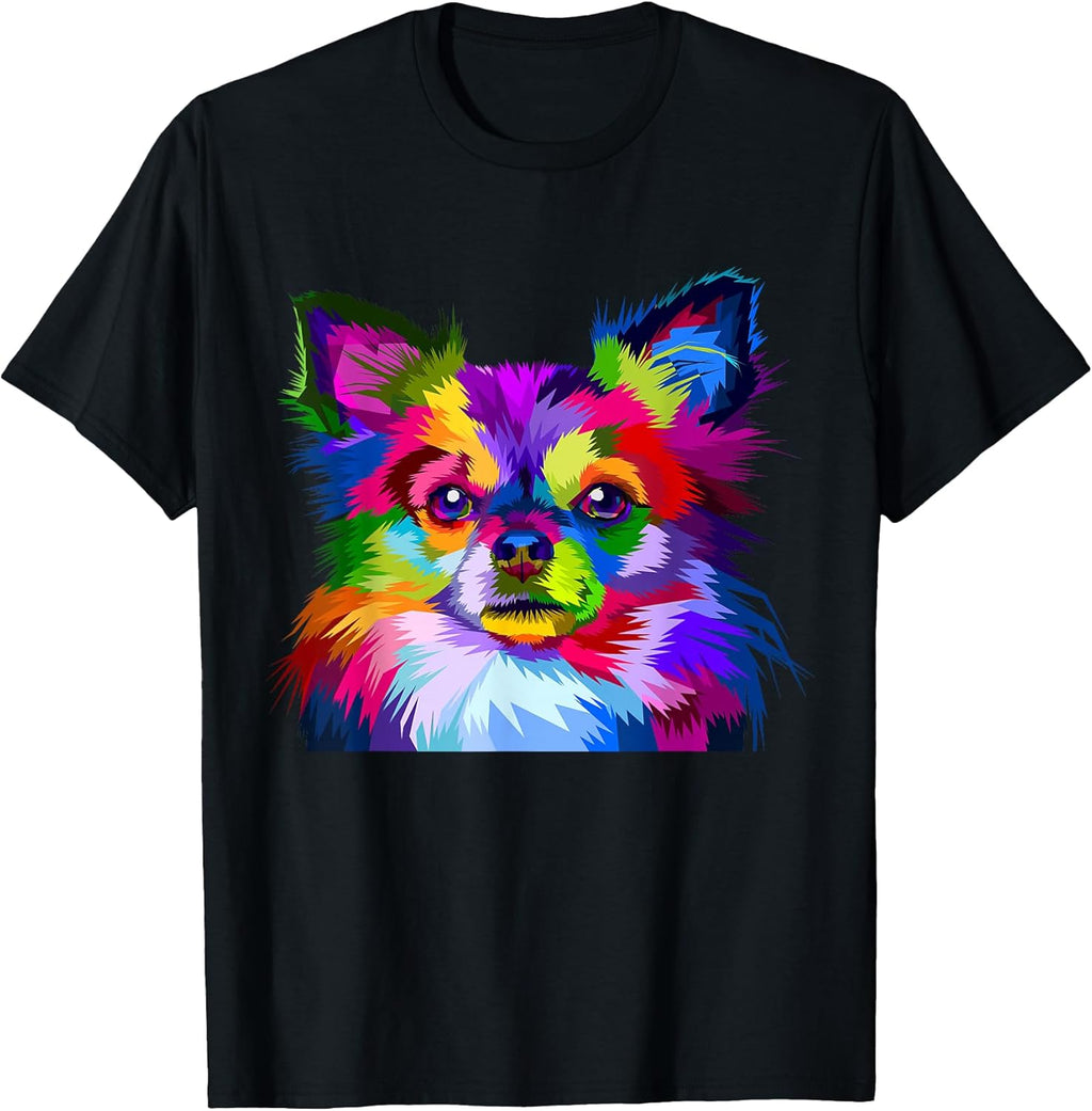 Long Hair Chihuahua Pop Art Portrait for Dog Owners - Adult & Kids T-Shirts, Sweatshirts & Hoodies apparel design preview 1