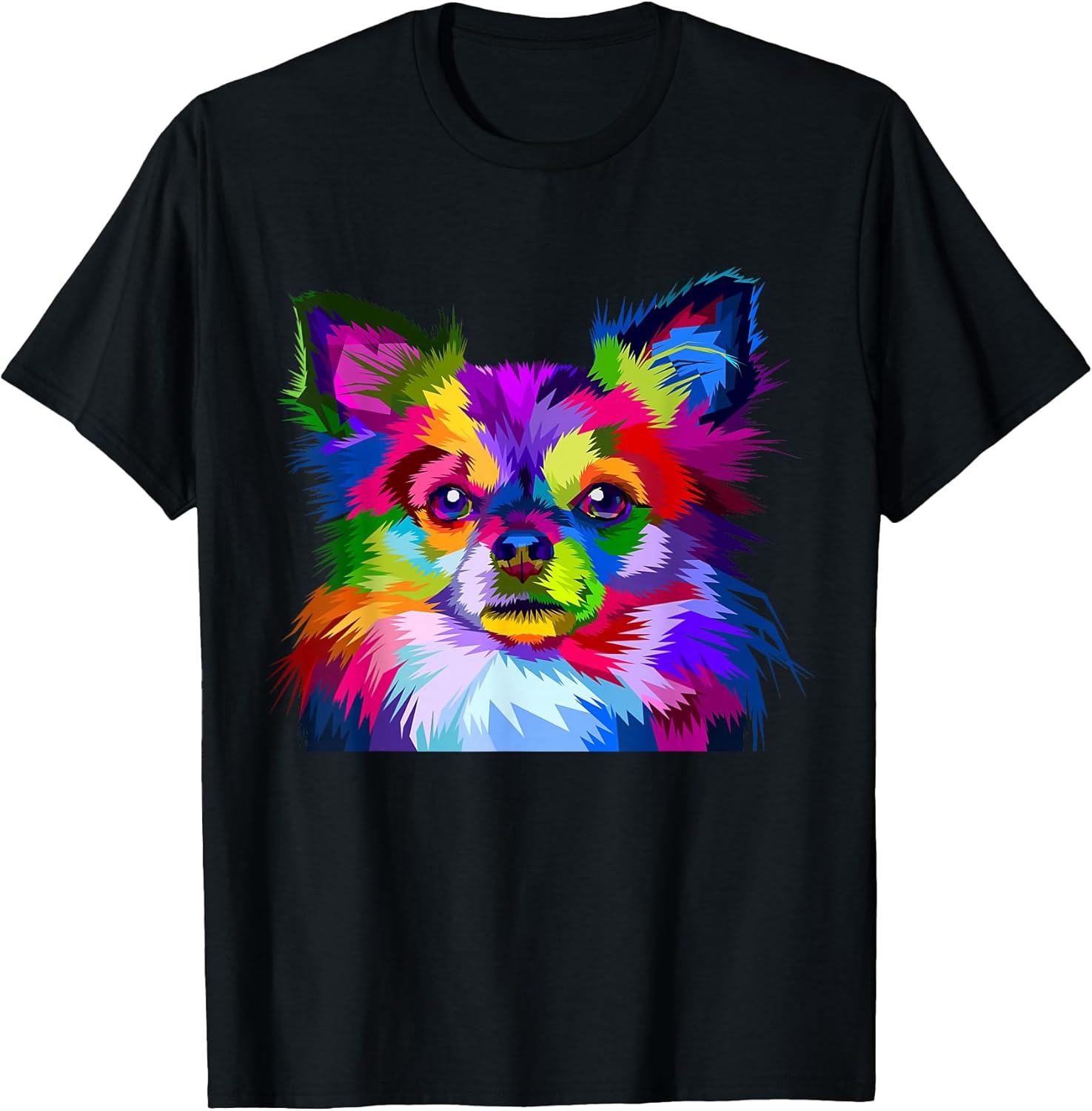 Long Hair Chihuahua Pop Art Portrait for Dog Owners - Adult & Kids T-Shirts, Sweatshirts & Hoodies apparel design preview 1
