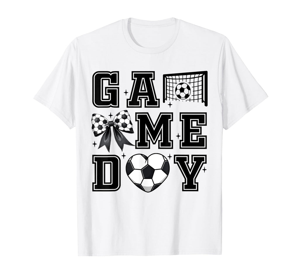 Soccer Coquette Bow Gameday Cheer Mom T-Shirt - Novelty Apparel for Adults - T-Shirt, Sweatshirt, Hoodie