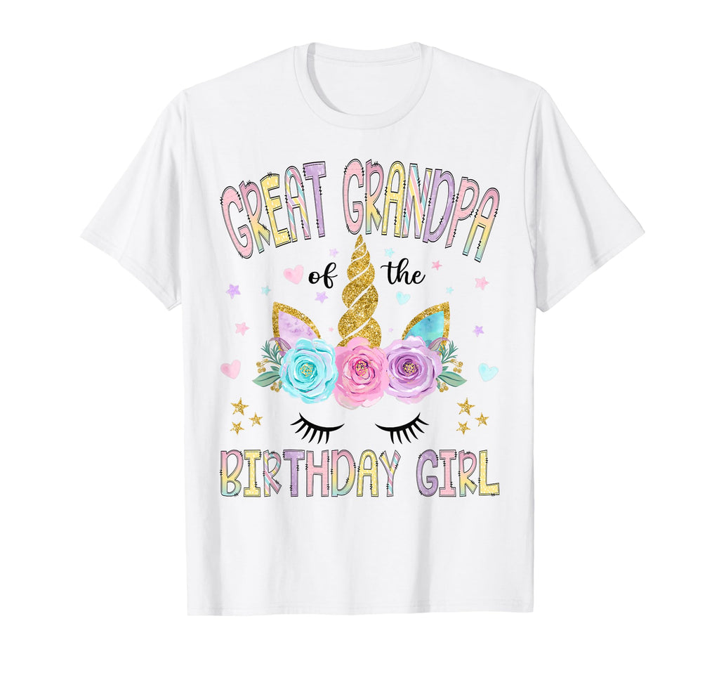 Great Grandpa Birthday Unicorn Floral T-Shirt - Unique Graphic Men Women - T-Shirt, Sweatshirt, Hoodie
