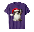 Papillion Santa Hat Dog Owner Mom Dad T-Shirt - Minimalist Print for Adults - T-Shirt, Sweatshirt, Hoodie