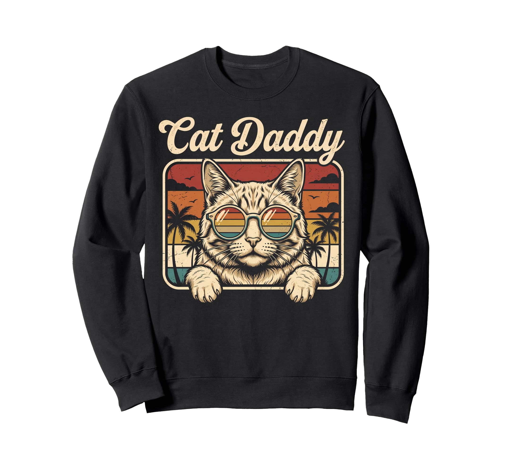 Cat Daddy Sunglasses Cat Dad Papa Sweatshirt - Graphic Print for Adults - T-Shirt, Sweatshirt, Hoodie