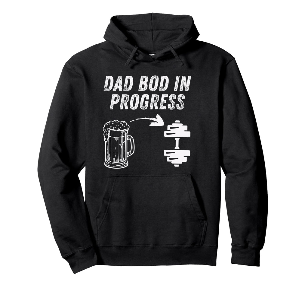 Dad Bod Progress Funny Gym Beer Dumbbell Hoodie - Unique Graphic Unisex - T-Shirt, Sweatshirt, Hoodie
