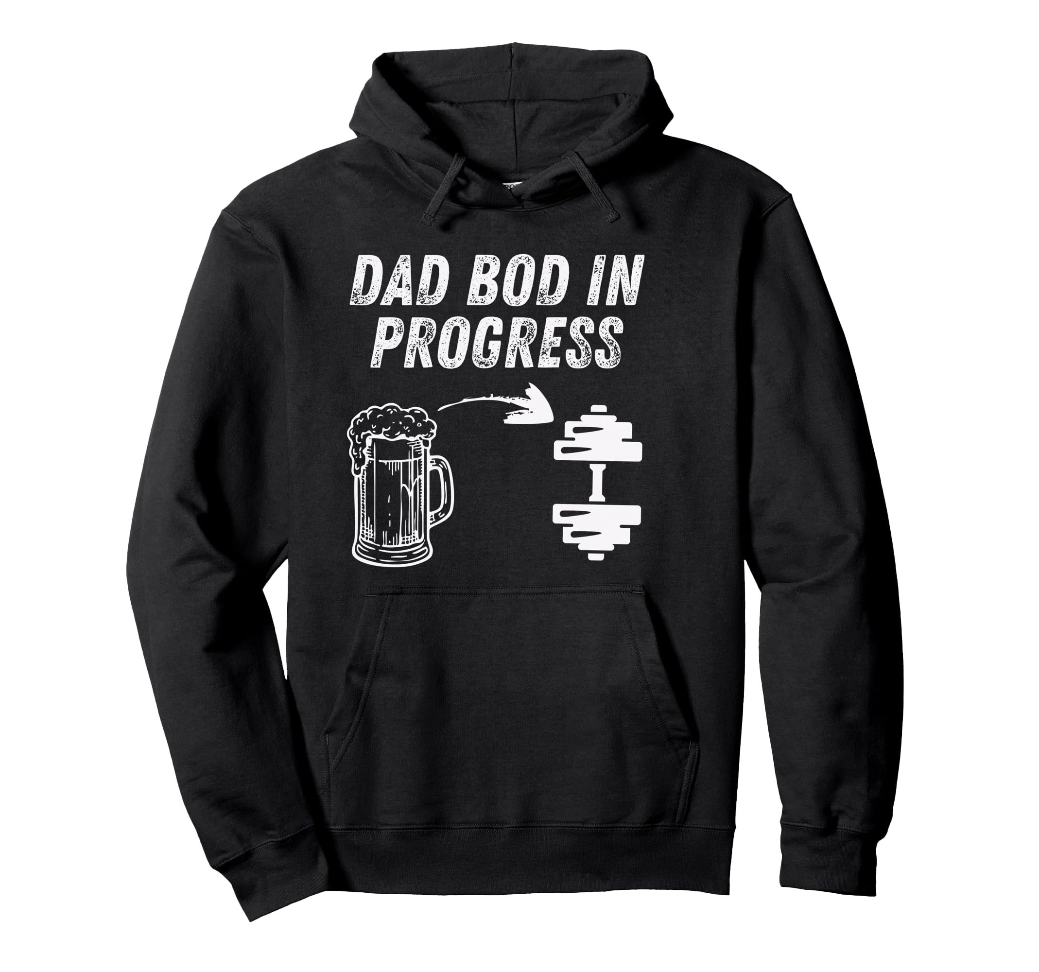 Dad Bod Progress Funny Gym Beer Dumbbell Hoodie - Unique Graphic Unisex - T-Shirt, Sweatshirt, Hoodie