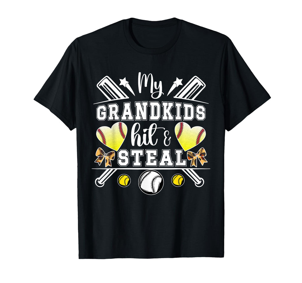 My Grandkids Hit Steal Baseball T-Shirt - Fun Novelty Design Unisex - T-Shirt, Sweatshirt, Hoodie