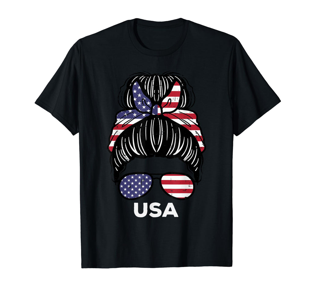 Usa Flag America Hairbun Football T-Shirt - Streetwear Style Men Women - T-Shirt, Sweatshirt, Hoodie