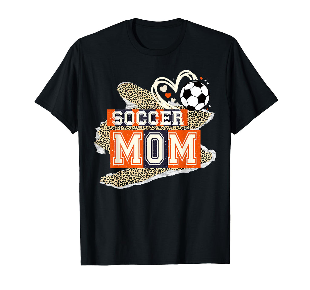 Soccer Mom Leopard Heart Mama Mommy T-Shirt - Custom Art Print for Adults - T-Shirt, Sweatshirt, Hoodie