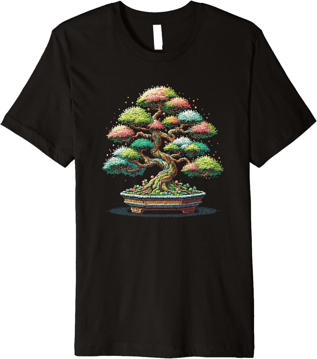 Cool Bonsai Tree Japanese Pixel Art Style Gardening - Adult & Kids T-Shirts, Sweatshirts & Hoodies apparel design preview 1