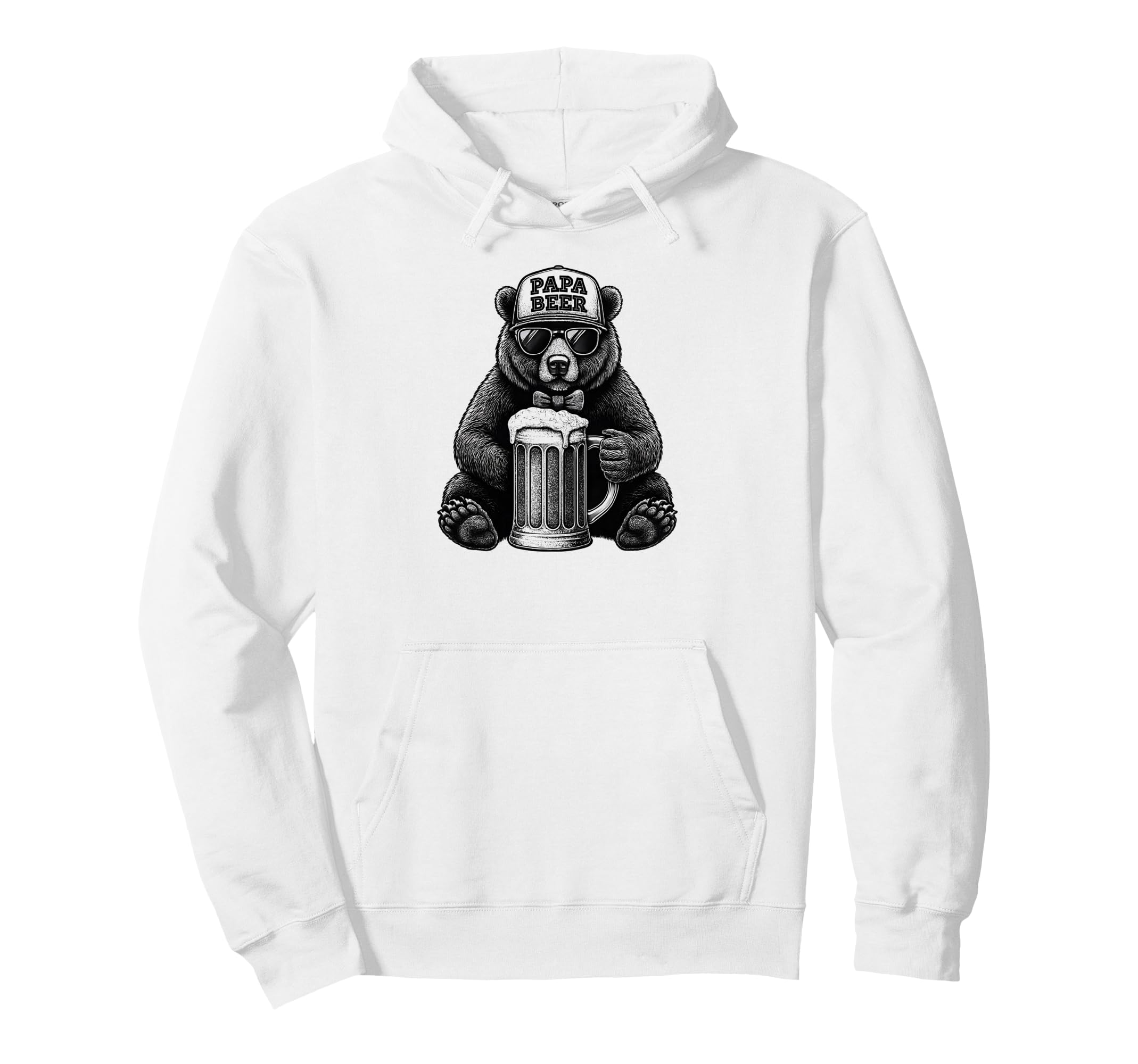 Papa Beer Funny Dad Bear Drinking Hoodie - Streetwear Style for Adults - T-Shirt, Sweatshirt, Hoodie