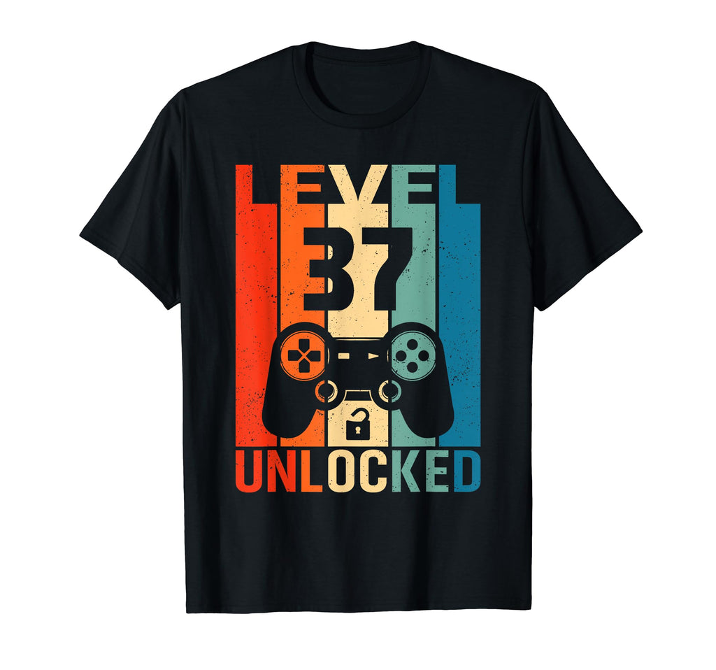 Level 37 Unlocked Video Gamer 37Th T-Shirt - Unique Graphic Men Women - T-Shirt, Sweatshirt, Hoodie