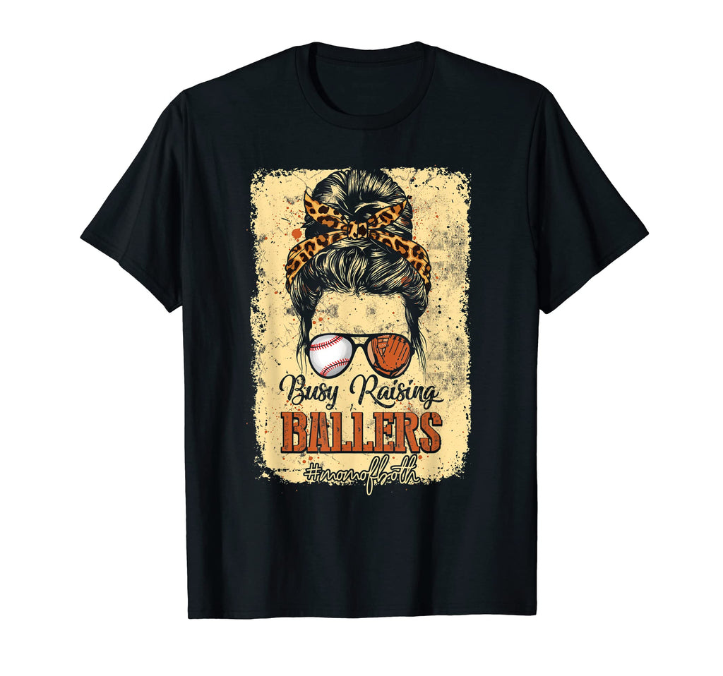 Messy Bun Mom Both Baseball Softball Busy T-Shirt - Unique Graphic Unisex - T-Shirt, Sweatshirt, Hoodie
