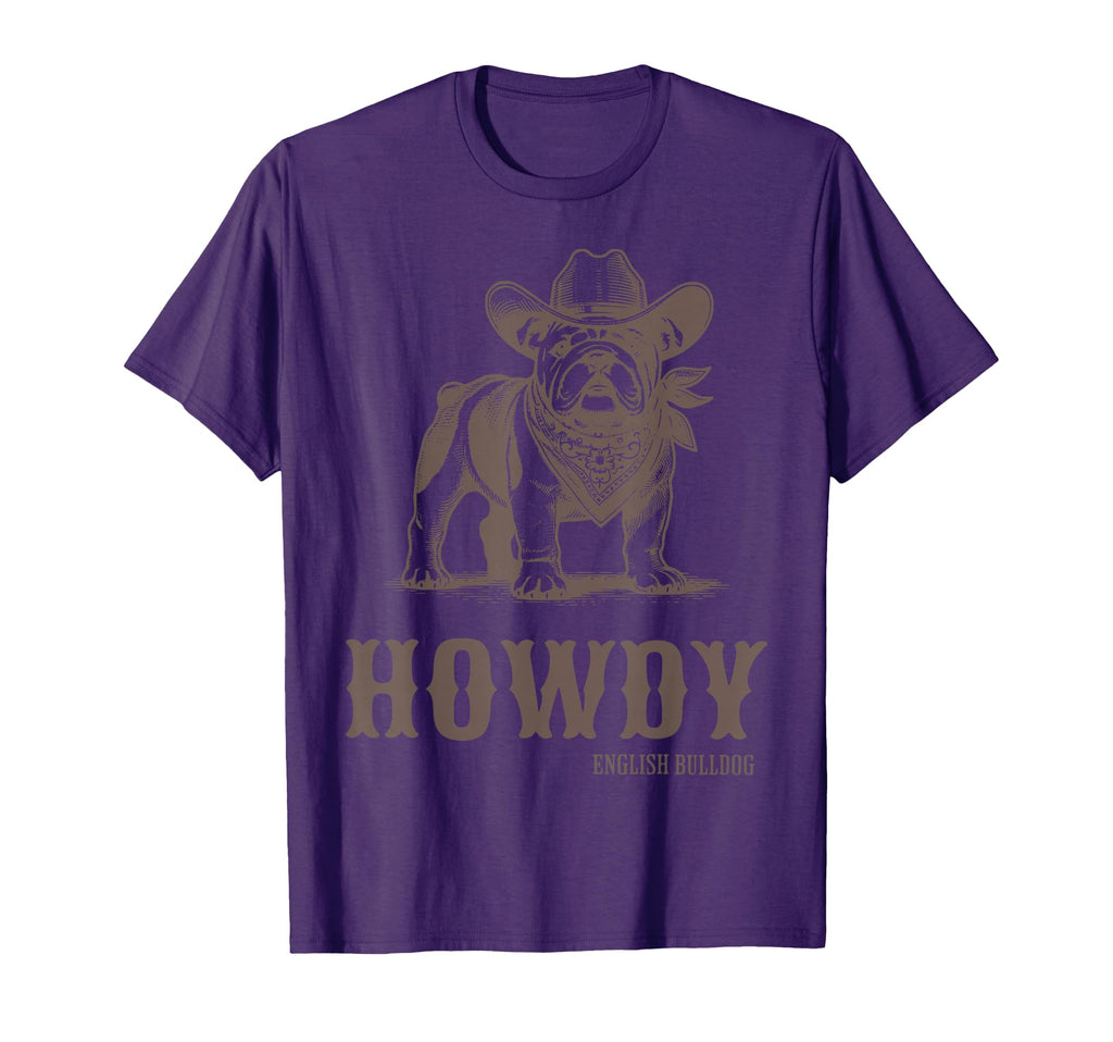 Howdy English Bulldog Western Country T-Shirt - Aesthetic Graphic Unisex - T-Shirt, Sweatshirt, Hoodie