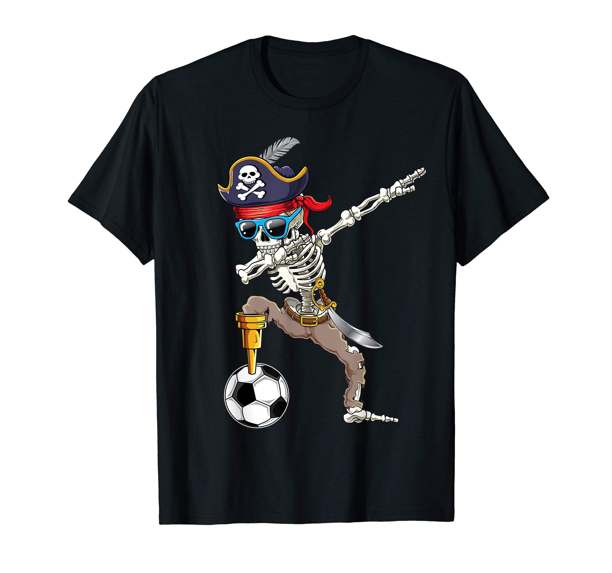 Dabbing Skeleton Pirate Dab Soccer T-Shirt - Unique Graphic Men Women - T-Shirt, Sweatshirt, Hoodie