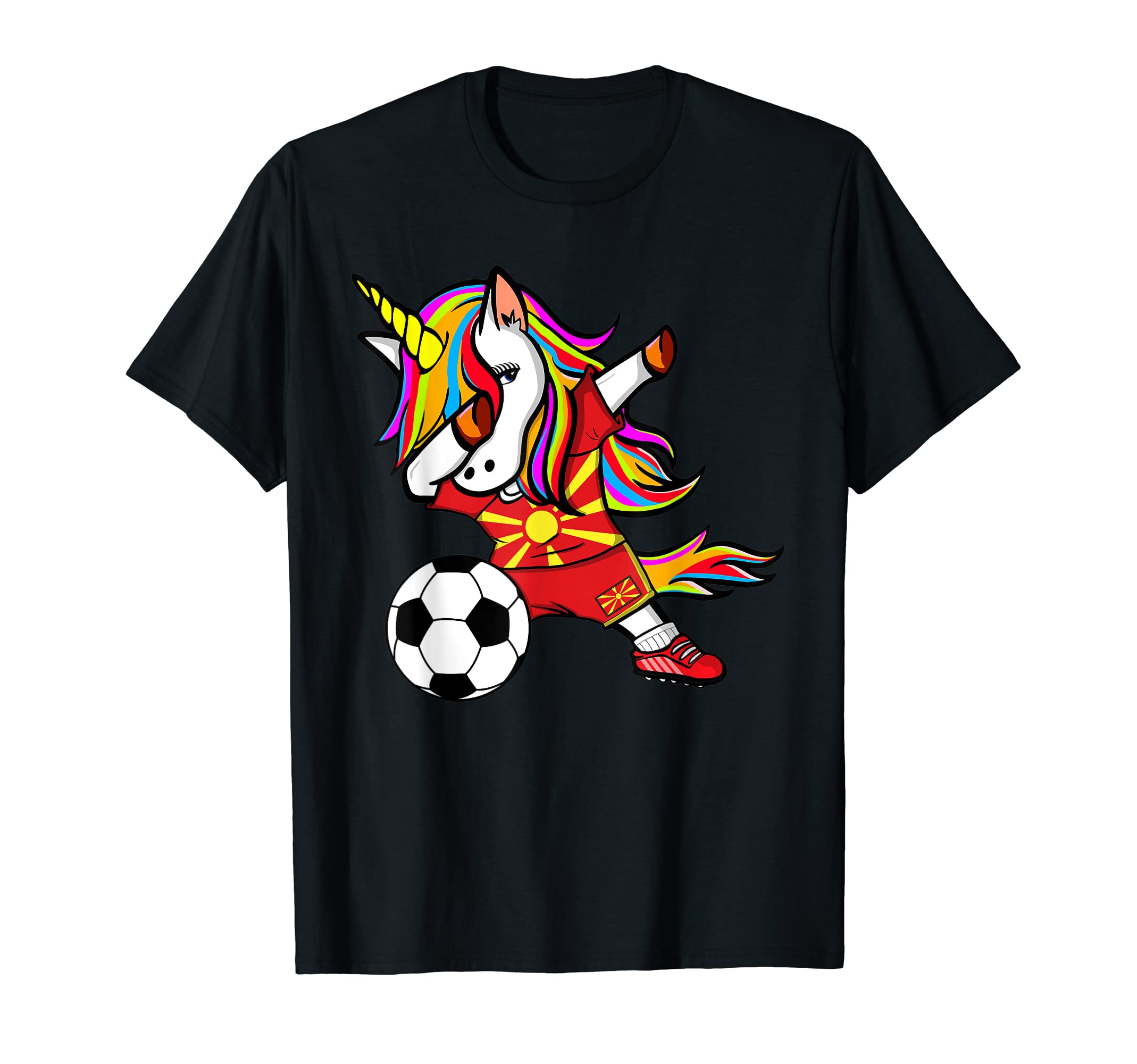 Dabbing Unicorn Macedonia Soccer T-Shirt - Aesthetic Graphic Men Women - T-Shirt, Sweatshirt, Hoodie