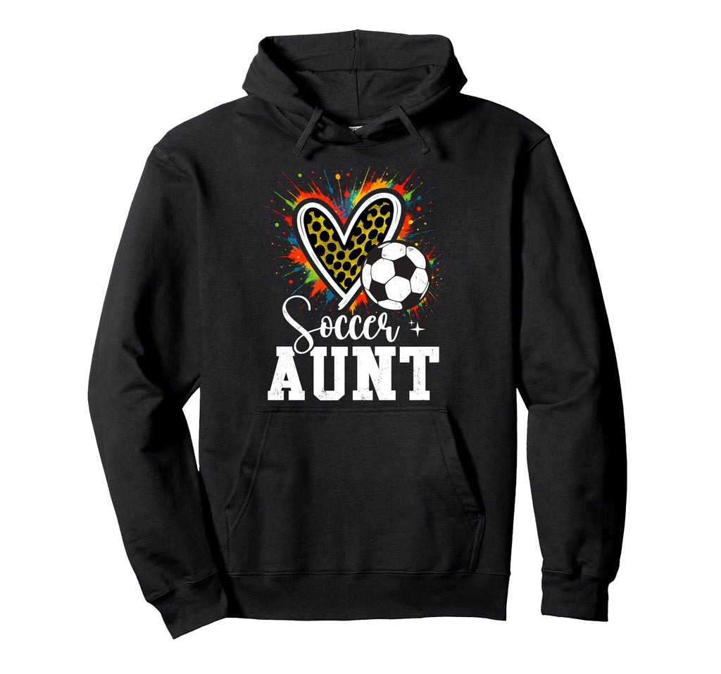 Soccer Aunt Leopard Heart Colorful Hoodie - Unique Graphic Men Women - T-Shirt, Sweatshirt, Hoodie