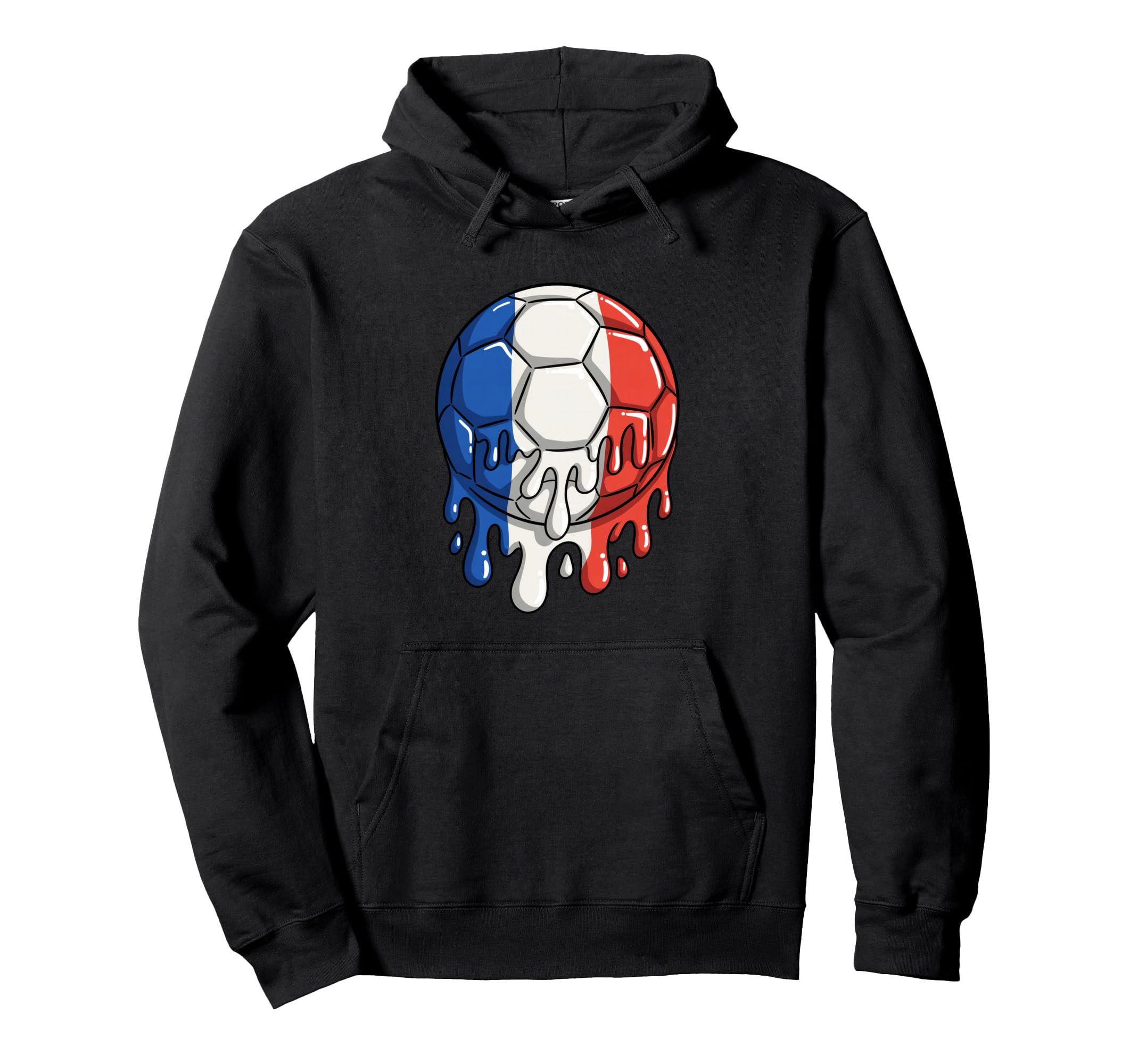 France Flag Soccer Ball Drippy Soccer Ball Hoodie - Graphic Print Unisex - T-Shirt, Sweatshirt, Hoodie