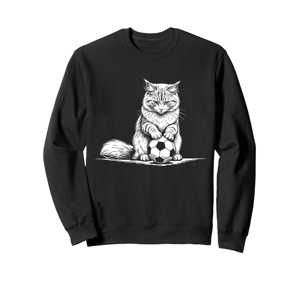 Soccer Cat Playing Ball Funny Kitten Sweatshirt - Trendy Graphic Men Women - T-Shirt, Sweatshirt, Hoodie
