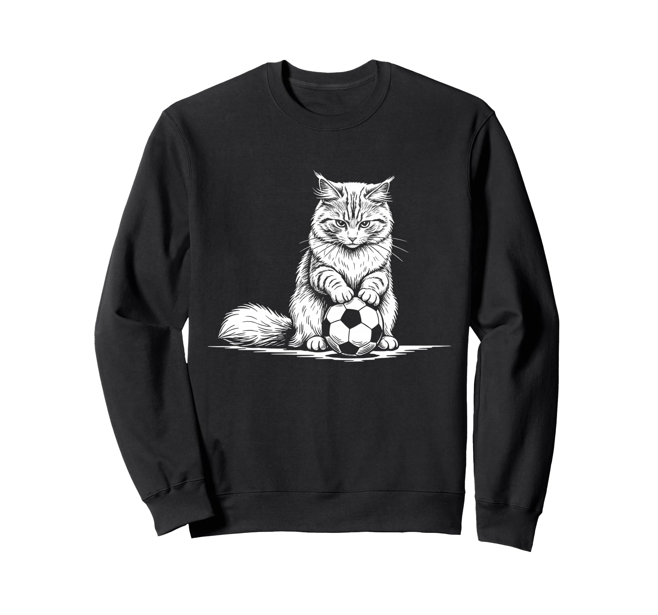 Soccer Cat Playing Ball Funny Kitten Sweatshirt - Trendy Graphic Men Women - T-Shirt, Sweatshirt, Hoodie