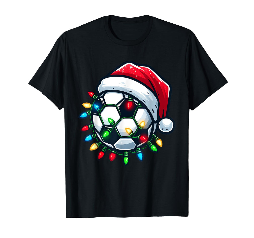 Soccer Ball Santa Hat Player T-Shirt - Fun Novelty Design for Adults - T-Shirt, Sweatshirt, Hoodie